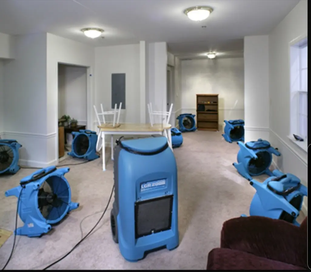 Air movers and dehumidifier setup for Water Damage Restoration in Glenvar Heights